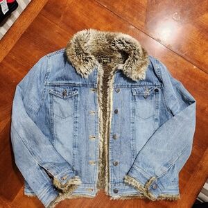 Vintage Fabio Fur/Jean Jacket Women Size XL